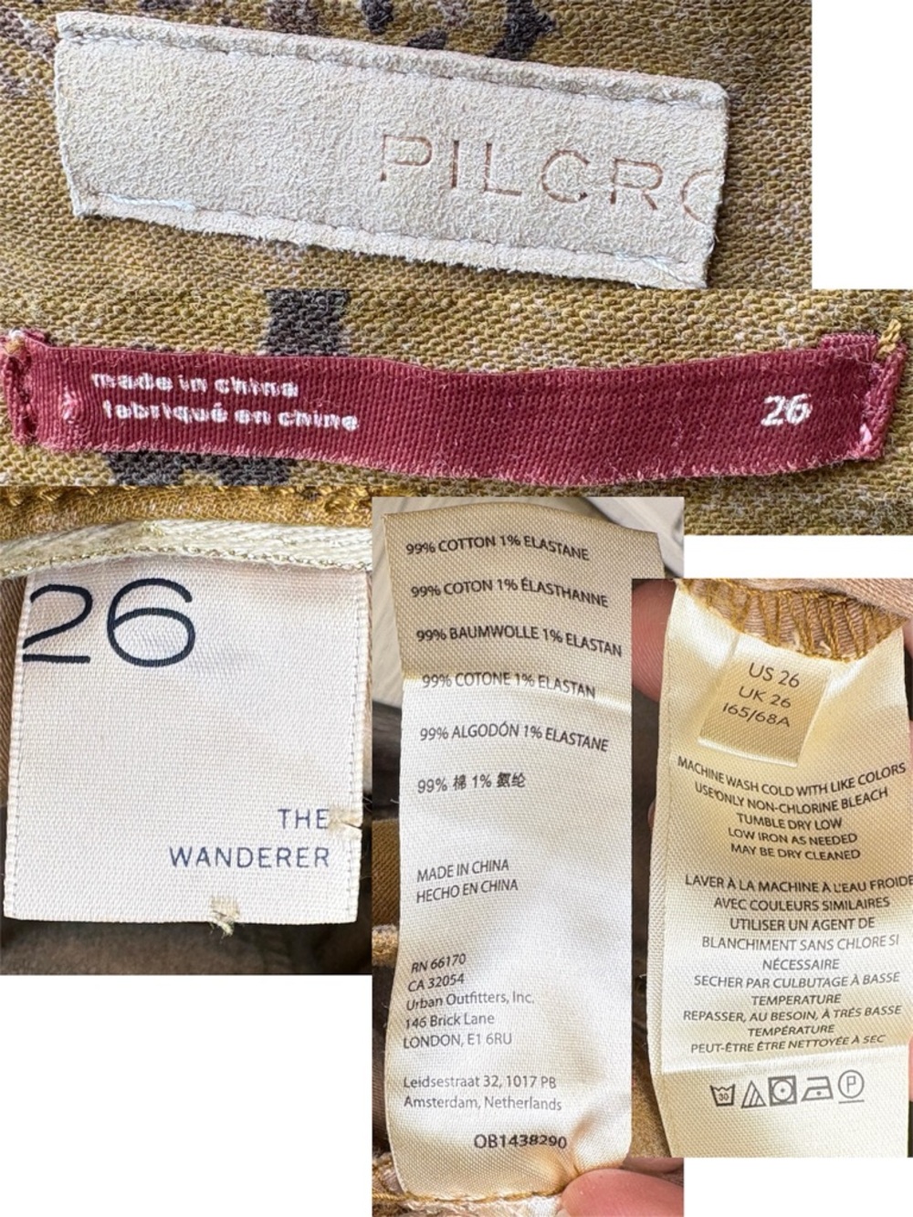 Pilcro The Wanderer Utility Trouser In Ochre Print Sz 26 - Picture 3 of 16
